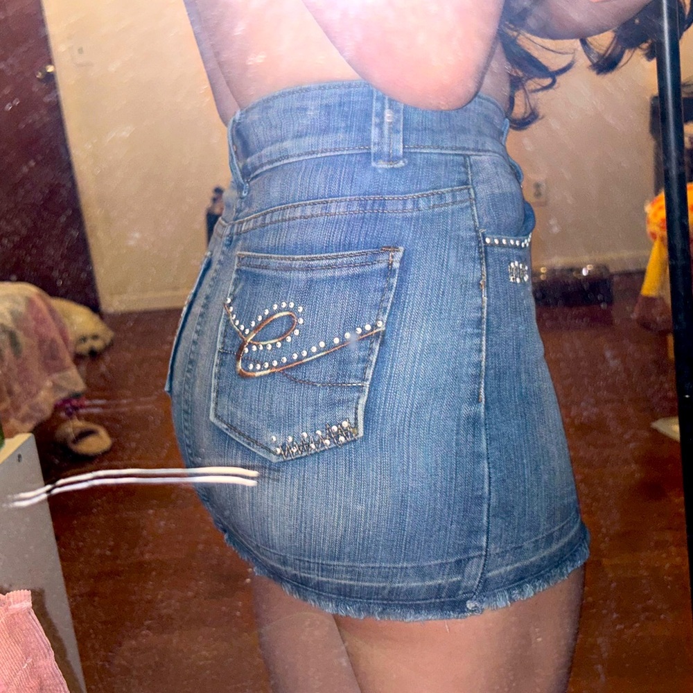 denim mini skirt